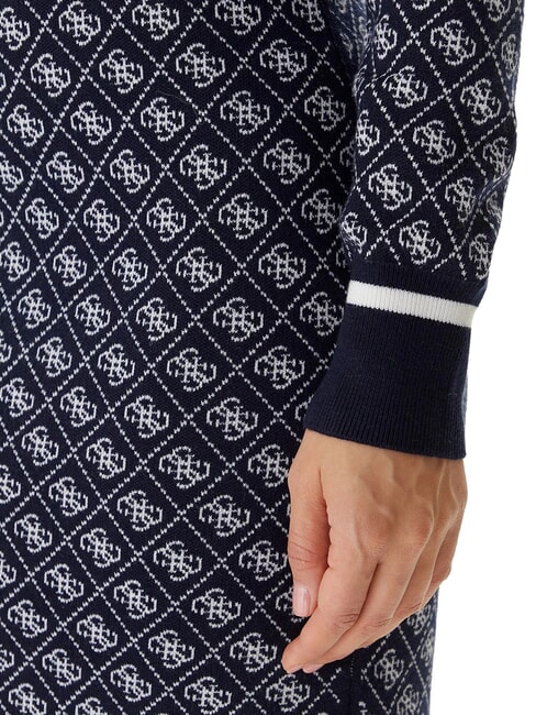 AUBREY robe tricot&eacute;e 4g bleu et cr&egrave;me - V&ecirc;tements femme