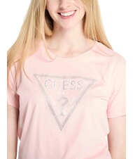 GUESS SS CN KRYSTAL TRIANGLE T-shirt &agrave; manches courtes avec clous et strass perle rose - T-shirt - 3