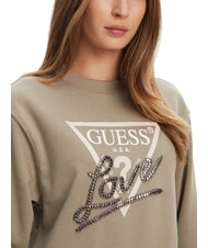 GUESS STUDDED LOVE Sweat-shirt ras du cou avec imprim&eacute; clout&eacute; feuille de sauge - Sweat-shirts pour femmes - 3