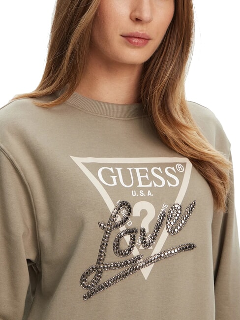 STUDDED LOVE Sweat-shirt ras du cou avec imprim&eacute; clout&eacute; feuille de sauge - Sweat-shirts pour femmes