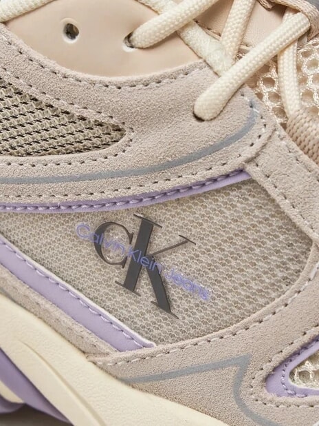 RETRO TENNIS Baskets en mesh et daim beige - Chaussures Femme