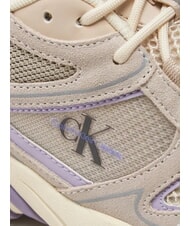 CALVIN KLEIN RETRO TENNIS Baskets en mesh et daim beige - Chaussures Femme - 3