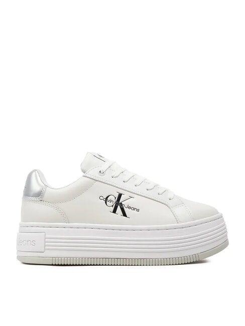 BOLD LOW LACE baskets compens&eacute;es en cuir blanc - Chaussures Femme