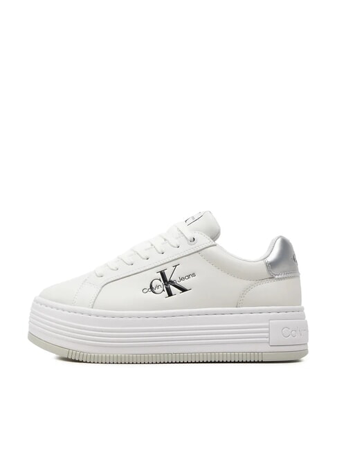 BOLD LOW LACE baskets compens&eacute;es en cuir blanc - Chaussures Femme