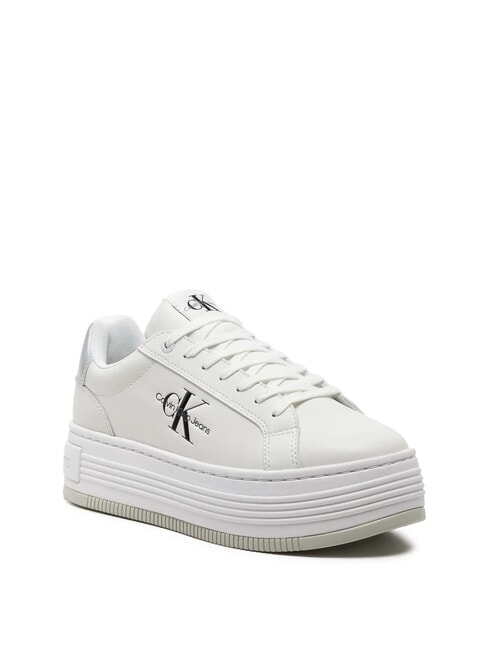 BOLD LOW LACE baskets compens&eacute;es en cuir blanc - Chaussures Femme