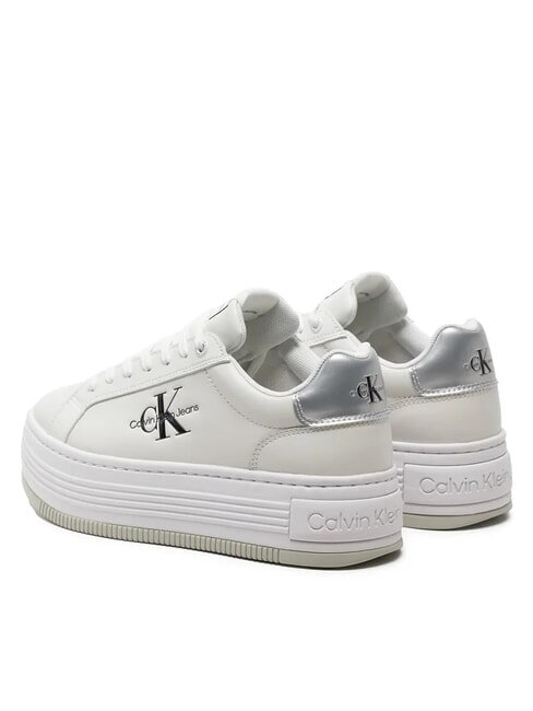 BOLD LOW LACE baskets compens&eacute;es en cuir blanc - Chaussures Femme