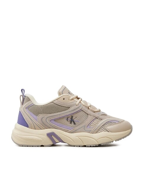 RETRO TENNIS Baskets en mesh et daim beige - Chaussures Femme