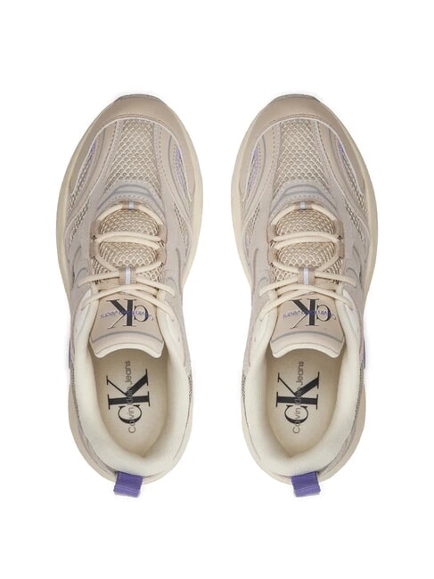 RETRO TENNIS Baskets en mesh et daim beige - Chaussures Femme