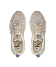 CALVIN KLEIN RETRO TENNIS Baskets en mesh et daim beige - Chaussures Femme - 5