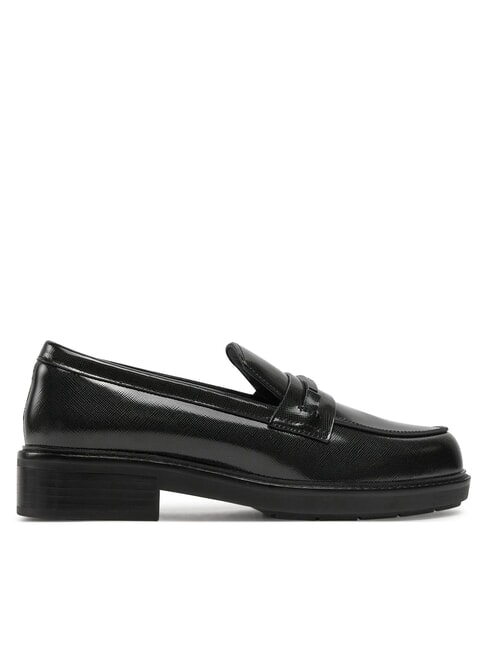 LOAFER BAR SAFF Mocassins en cuir avec empi&egrave;cement en cuir saffiano noir - Chaussures Femme