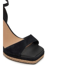 TOMMY HILFIGER TH MONOGRAM sandales compens&eacute;es en cuir noir - Chaussures Femme - 5