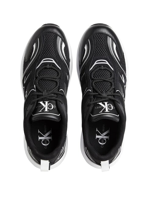 CK JEANS Retro Tennis Baskets en cuir noir - Chaussures Homme