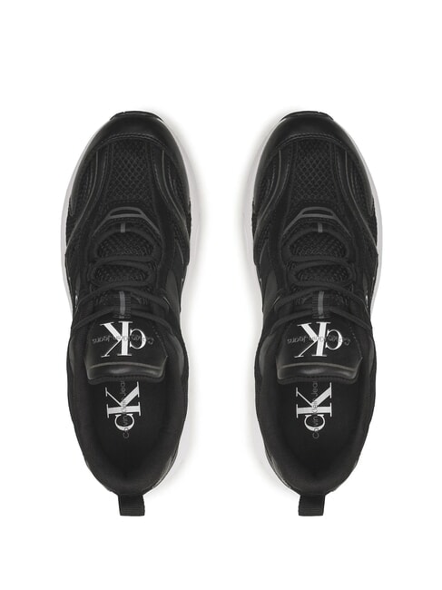 CK JEANS Retro Tennis Baskets en cuir noir - Chaussures Homme