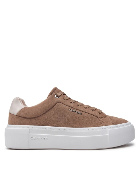 FLATFORM CUP LACE UP baskets en cuir su&eacute;d&eacute; brun - Chaussures Femme