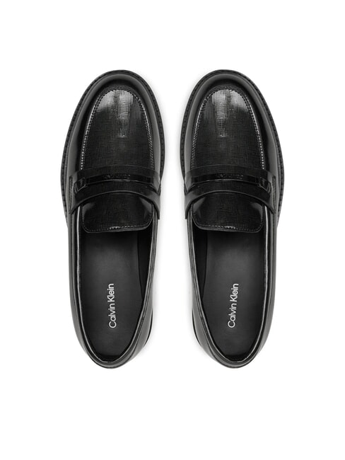 LOAFER BAR SAFF Mocassins en cuir avec empi&egrave;cement en cuir saffiano noir - Chaussures Femme