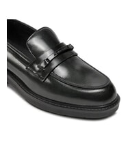 CALVIN KLEIN LOAFER BAR SAFF Mocassins en cuir avec empi&egrave;cement en cuir saffiano noir - Chaussures Femme - 4
