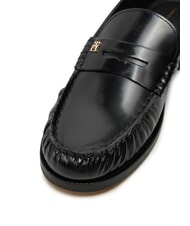 TOMMY HILFIGER TH MONOGRAM Mocassins en cuir brillant noir - Chaussures Femme - 4