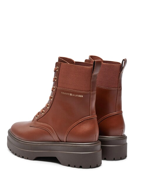 TH ELASTIC RIB LACEUP Bottes en cuir &agrave; lacets brun cognac - Chaussures Femme