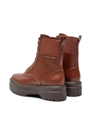 TOMMY HILFIGER TH ELASTIC RIB LACEUP Bottes en cuir &agrave; lacets brun cognac - Chaussures Femme - 5