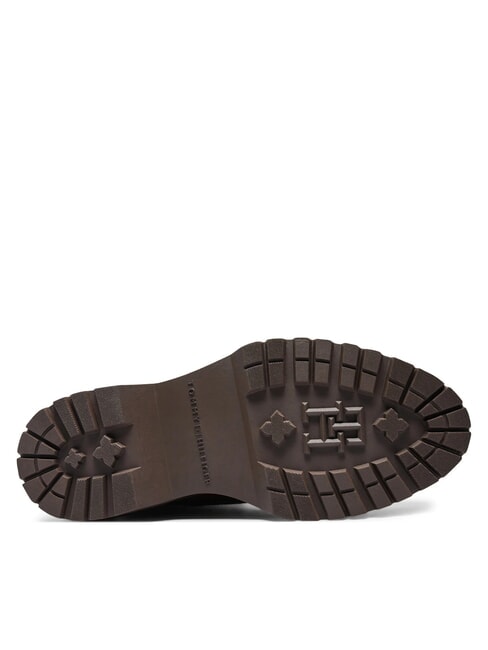 TH ELASTIC RIB LACEUP Bottes en cuir &agrave; lacets brun cognac - Chaussures Femme