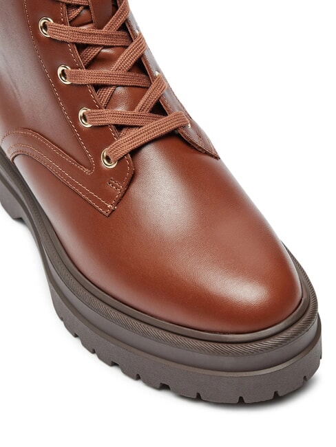 TH ELASTIC RIB LACEUP Bottes en cuir &agrave; lacets brun cognac - Chaussures Femme