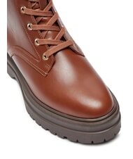 TOMMY HILFIGER TH ELASTIC RIB LACEUP Bottes en cuir &agrave; lacets brun cognac - Chaussures Femme - 4