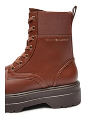 TOMMY HILFIGER TH ELASTIC RIB LACEUP Bottes en cuir &agrave; lacets brun cognac - Chaussures Femme - 3