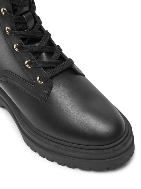 TH ELASTIC RIB LACEUP Bottes en cuir &agrave; lacets noir - Chaussures Femme