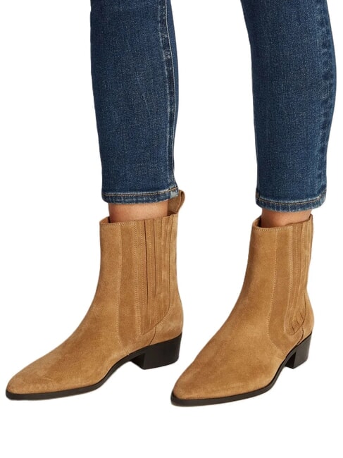 COWBOY CHELSEA Bottines en daim &agrave; bout pointu kaki - Chaussures Femme