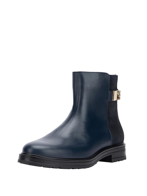 TH bottines basses en daim et cuir bleu - Chaussures Femme