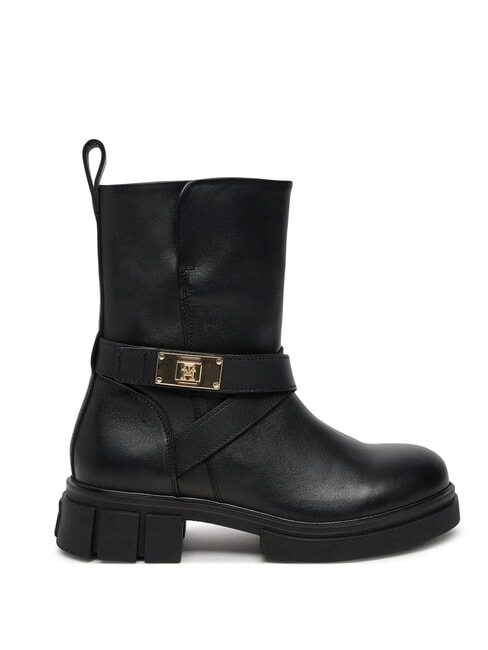 BIKER Bottines en cuir &agrave; boucle noir - Chaussures Femme