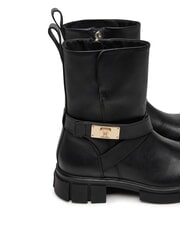 TOMMY HILFIGER BIKER Bottines en cuir &agrave; boucle noir - Chaussures Femme - 4