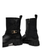 TOMMY HILFIGER BIKER Bottines en cuir &agrave; boucle noir - Chaussures Femme - 5