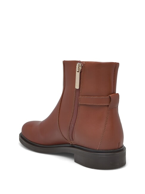 TH CHAIN Bottines basses en cuir avec fermeture &eacute;clair brun cognac - Chaussures Femme