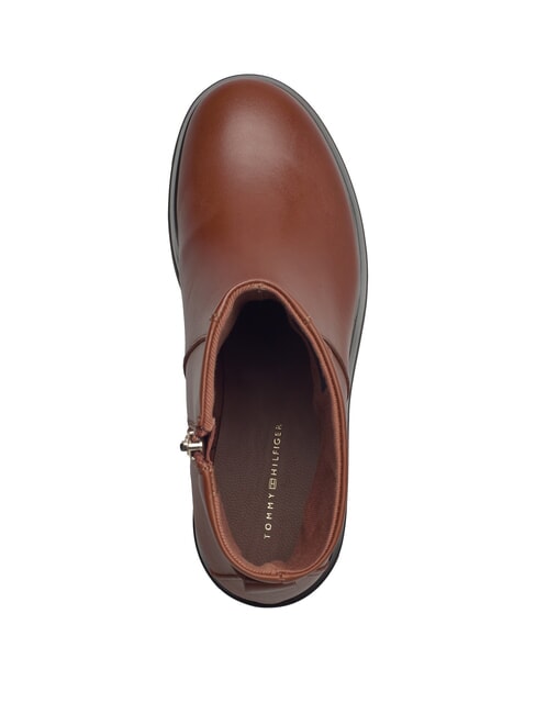 TH CHAIN Bottines basses en cuir avec fermeture &eacute;clair brun cognac - Chaussures Femme