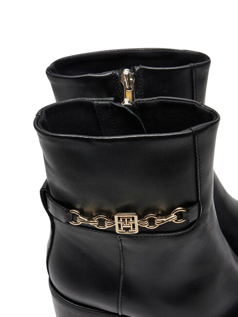 TH CHAIN Bottines en cuir avec cha&icirc;ne noir - Chaussures Femme