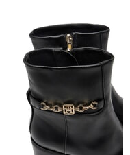 TOMMY HILFIGER TH CHAIN Bottines en cuir avec cha&icirc;ne noir - Chaussures Femme - 3