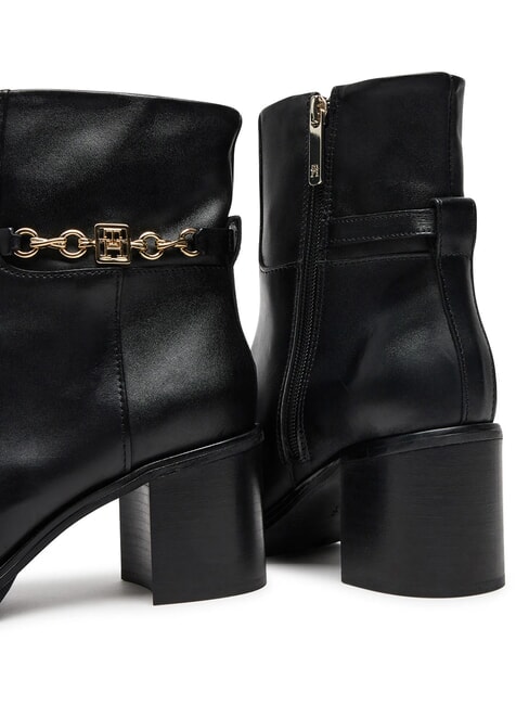 TH CHAIN Bottines en cuir avec cha&icirc;ne noir - Chaussures Femme