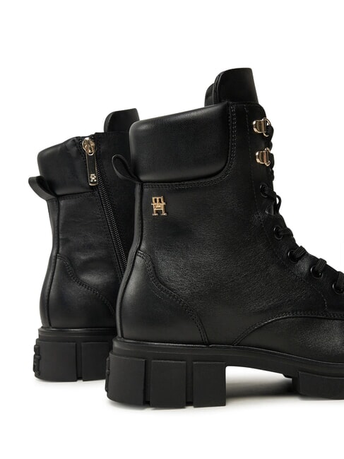 LACE -UP BIKE Bottes en cuir &agrave; lacets noir - Chaussures Femme