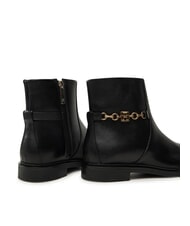 TOMMY HILFIGER TH CHAIN Bottines basses en cuir avec fermeture &eacute;clair noir - Chaussures Femme - 4