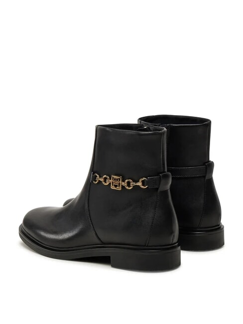 TH CHAIN Bottines basses en cuir avec fermeture &eacute;clair noir - Chaussures Femme