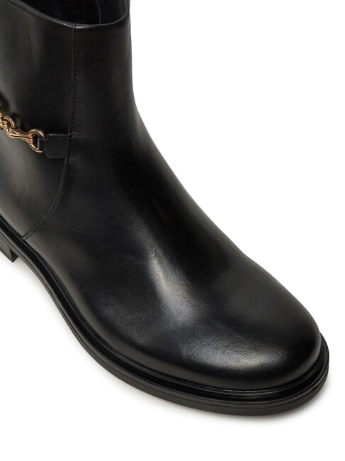 TH CHAIN Bottines basses en cuir avec fermeture &eacute;clair noir - Chaussures Femme