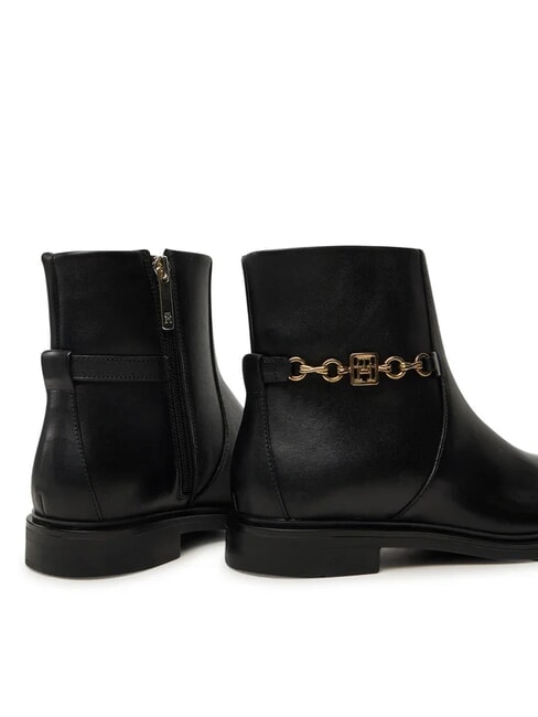 TH CHAIN Bottines basses en cuir avec fermeture &eacute;clair noir - Chaussures Femme