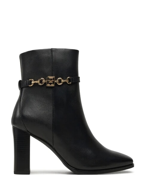 TH CHAIN bottines en cuir noir - Chaussures Femme