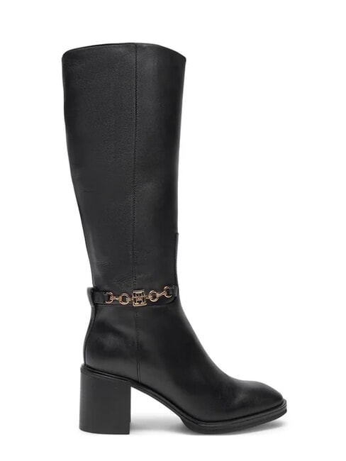 TH CHAIN Bottes hautes en cuir avec cha&icirc;ne noir - Chaussures Femme