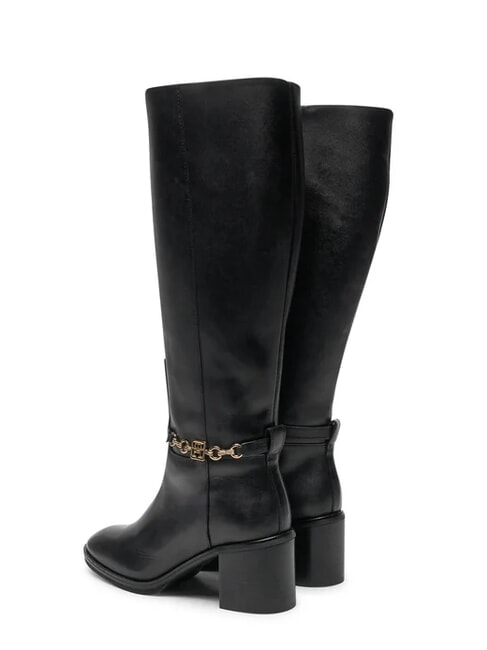 TH CHAIN Bottes hautes en cuir avec cha&icirc;ne noir - Chaussures Femme
