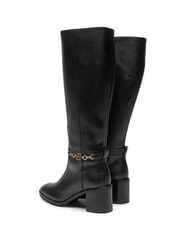 TOMMY HILFIGER TH CHAIN Bottes hautes en cuir avec cha&icirc;ne noir - Chaussures Femme - 6