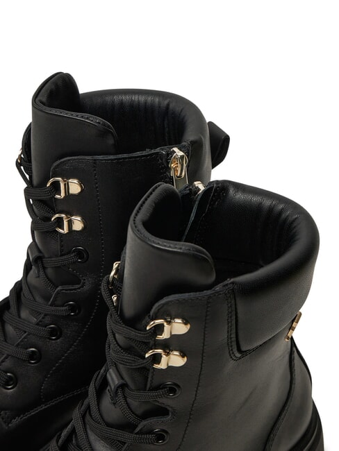 LACE -UP BIKE Bottes en cuir &agrave; lacets noir - Chaussures Femme