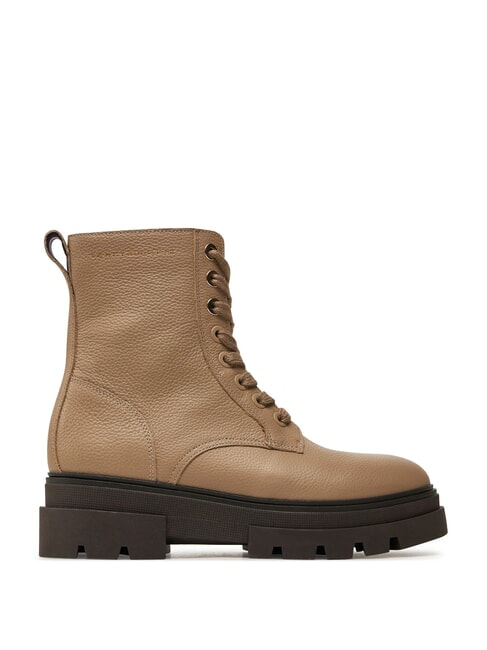 BICOLOR Bottes en cuir &agrave; lacets beige - Chaussures Femme