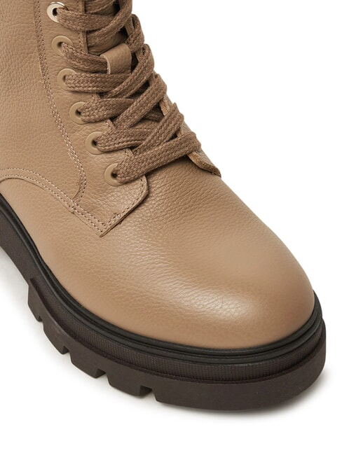 BICOLOR Bottes en cuir &agrave; lacets beige - Chaussures Femme